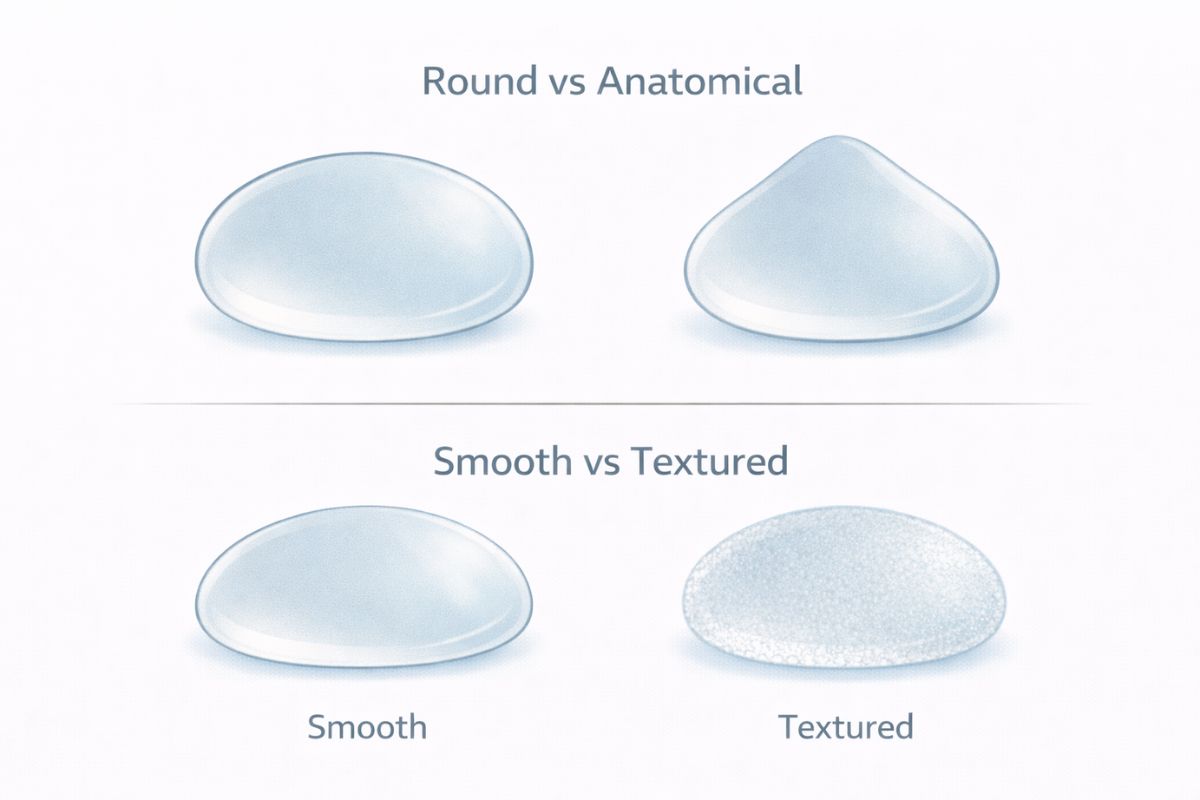 Perbandingan Round vs Anatomical dan Over muscle vs Under muscle